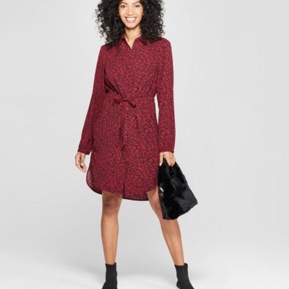 burgundy animal print dress